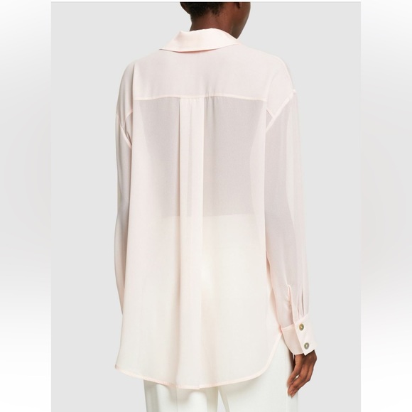 SLEEPER Montmartre Oversize Sheer
Button-Up Heart Pocket Shirt Pink Sz: M - Picture 2 of 14